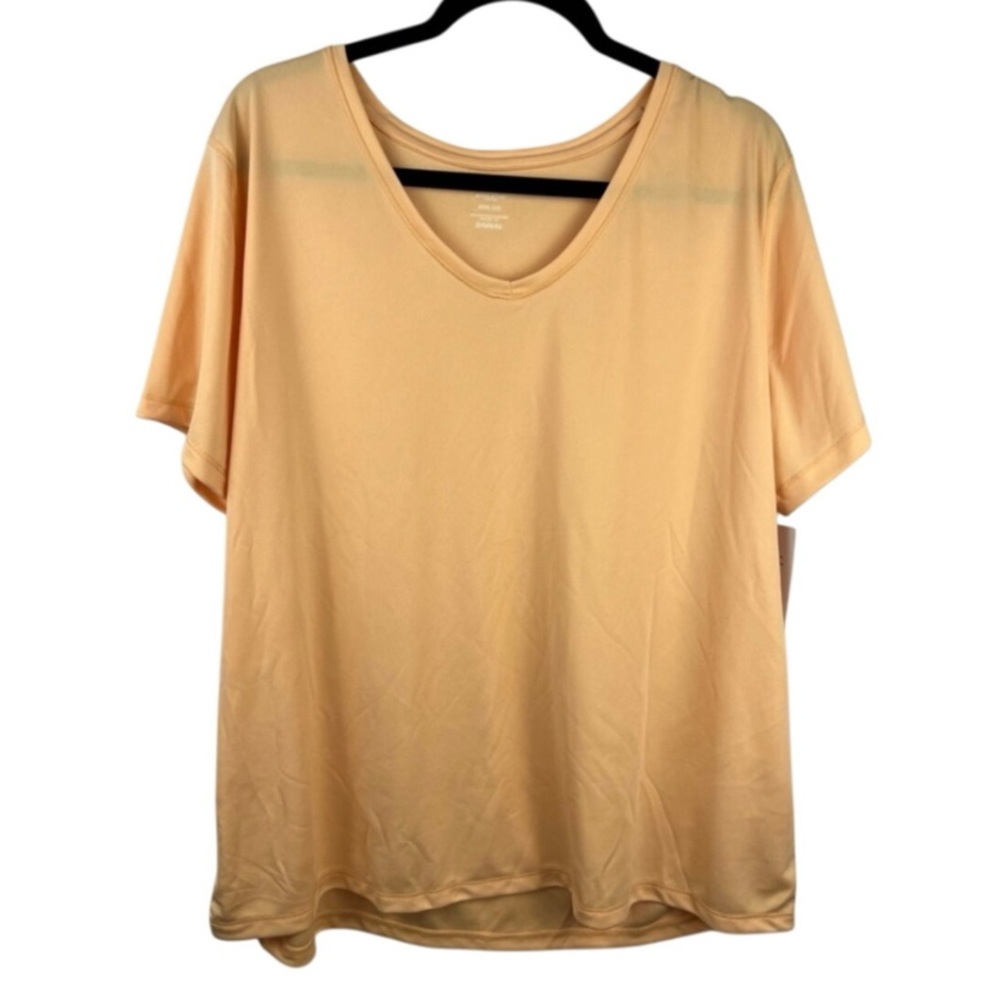 Athletic Works Tee, Apricot Delight, Polyester, V-Neck Activewear Top